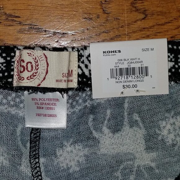 NEW Authentic American Heritage SO Holiday Leggings Black Reindeer Mid Rise MED - Picture 5 of 7